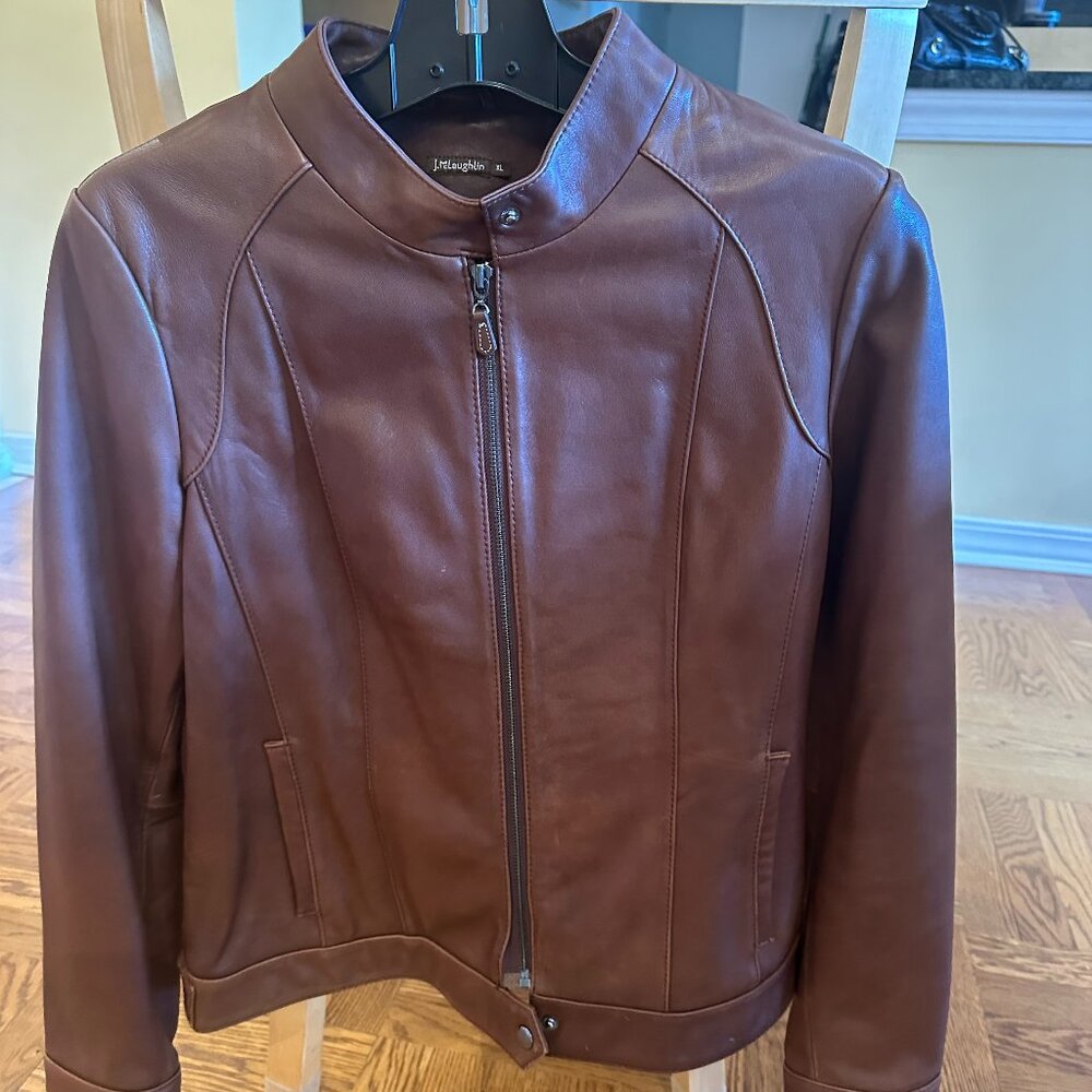 J.McLaughlin Brown Leather Jacket, Size XL